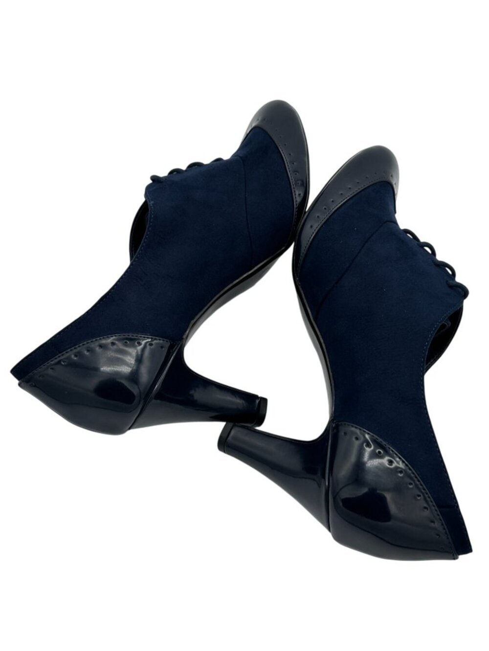 Giani Bernini Heels Womens Size 11 Lace-Up Oxfords Navy Suede Patent Leather - Picture 9 of 15
